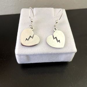 Handmade Broken Heart Fishhook Earrings